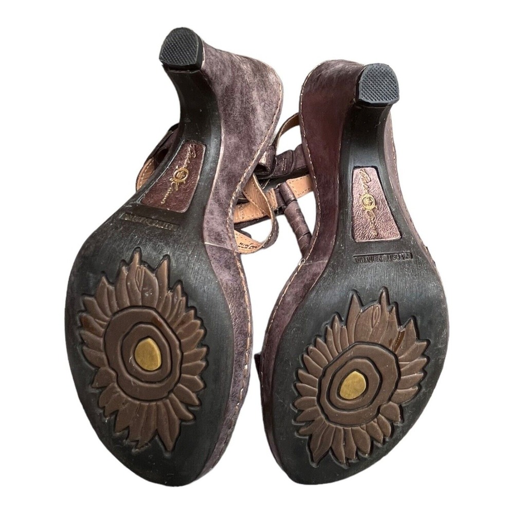 Born Crown Sandals Womens 7M Brown Gold Leather Comfort Double Strap Heel Buckle - Picture 8 of 8